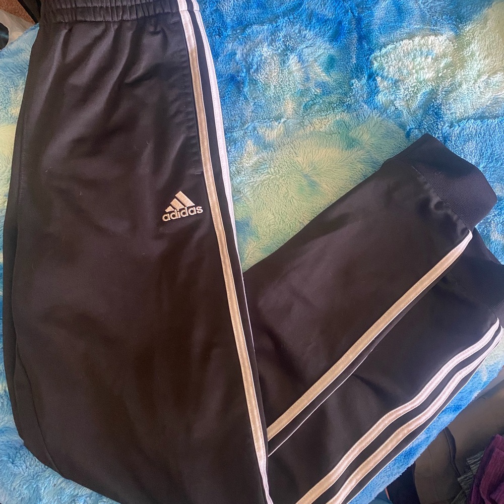 Adidas Black Sweatpants with Signature Stripes